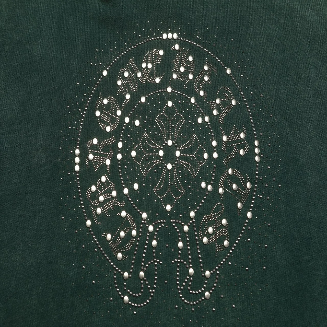 P320 Chrome Hearts Chrome Hearts Heavy Washed Rhinestone Metal Gypsophila Sweatshirt Size: S M L XL Color: Black, Green